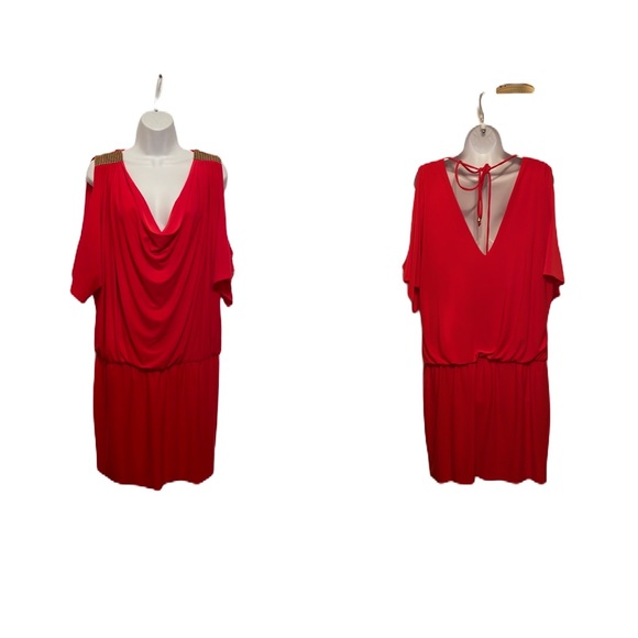 Cache Dresses & Skirts - Cache red cold shoulder dress.